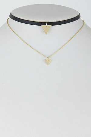 Double Layer Solid Choker With Triangles 6HAC10